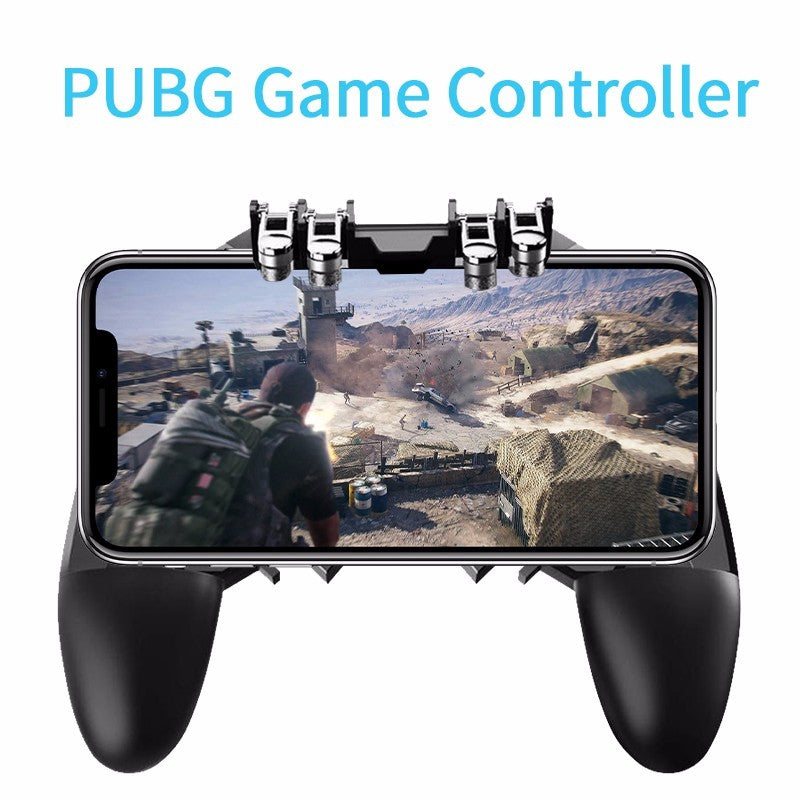 JMT-302218 Mobile Gaming Gamepad for Touch Control with Adjustable Joysticks, Six-Finger Support, Black