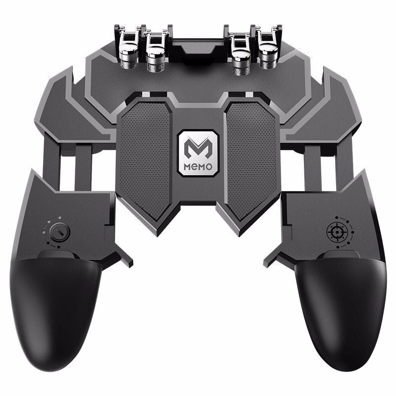 JMT-302218 Mobile Gaming Gamepad for Touch Control with Adjustable Joysticks, Six-Finger Support, Black