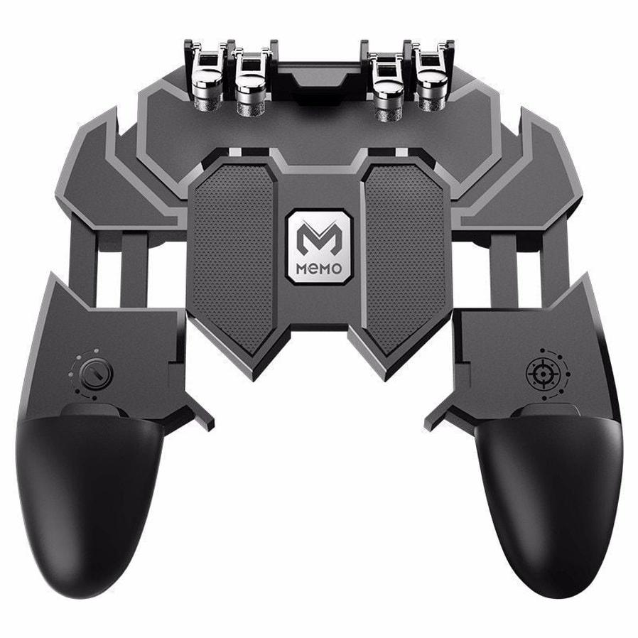 JMT-302218 Mobile Gaming Gamepad for Touch Control with Adjustable Joysticks, Six-Finger Support, Black