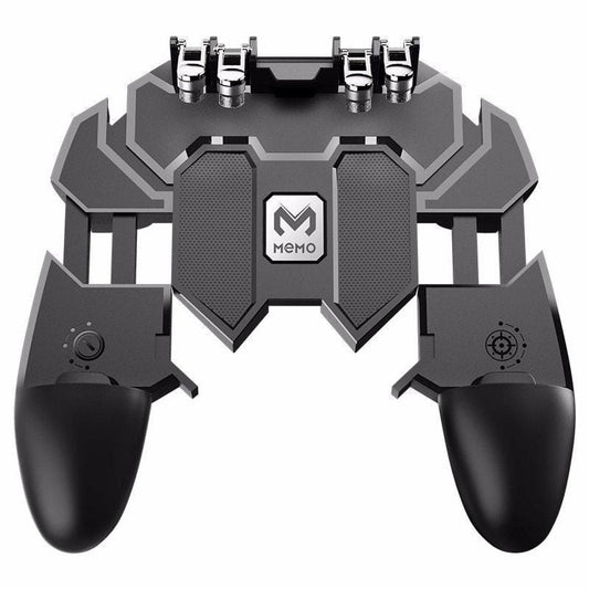 JMT-302218 Mobile Gaming Gamepad for Touch Control with Adjustable Joysticks, Six-Finger Support, Black