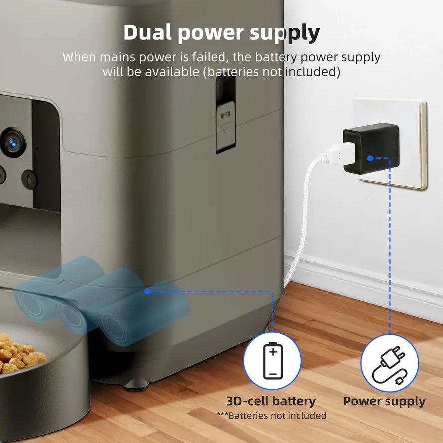 JMT-303434 Automatic Cat Feeder with 2L Capacity and Video Camera Including Night Vision and 2.4G WiFi Connectivity