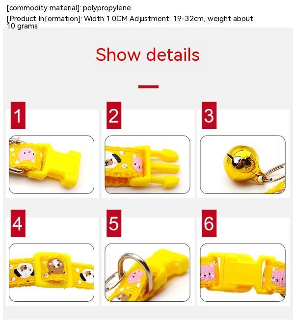 JMT-303562 Cartoon Printed Cat Collar with Bell in Multiple Colors