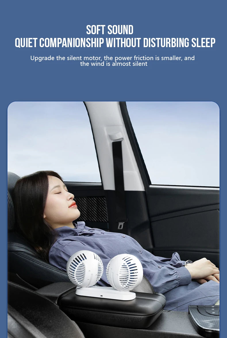 JMT-303690 Dual Head 360-Degree 12V/24V Automotive Air Cooling Fan for Vehicles