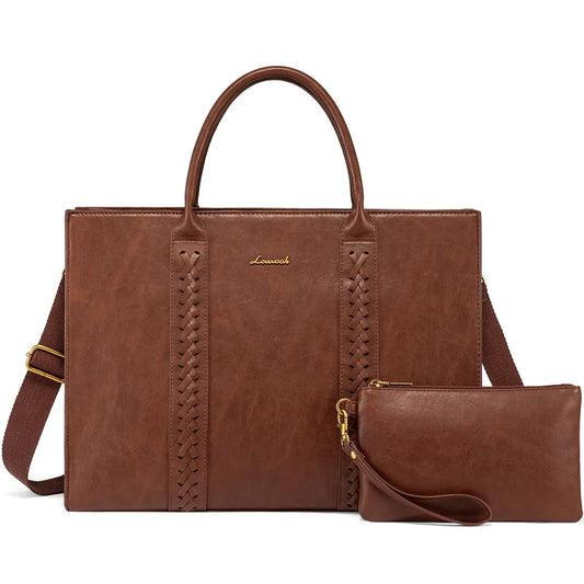 JMT-303882 Vintage PU Leather Large Business Briefcase for 15.6 Inch Laptop and Office Use