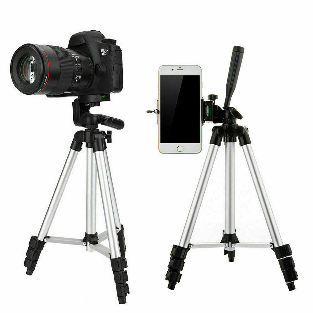 JMT-304074 Portable Aluminum Tripod Stand for Mobile Phones with 360-Degree Swivel Head and Quick-Flip Leg Locks