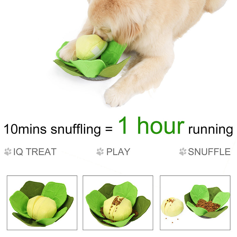 JMT-304202 Interactive Sniffing Toy for Dogs - Green Felt Companion and Training Bowl (32x32CM)