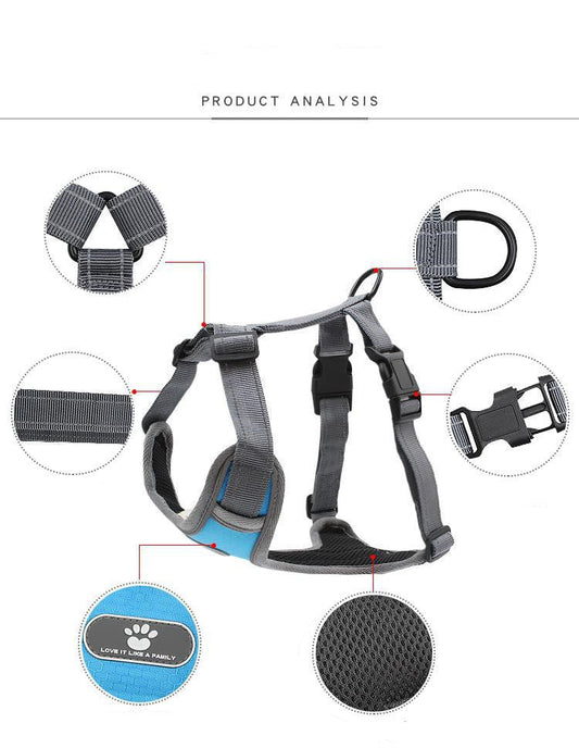 JMT-304394 T-Shaped Chest and Back Harness for Medium to Large Dogs - Breathable Oxford Cloth, Load-Reducing Design