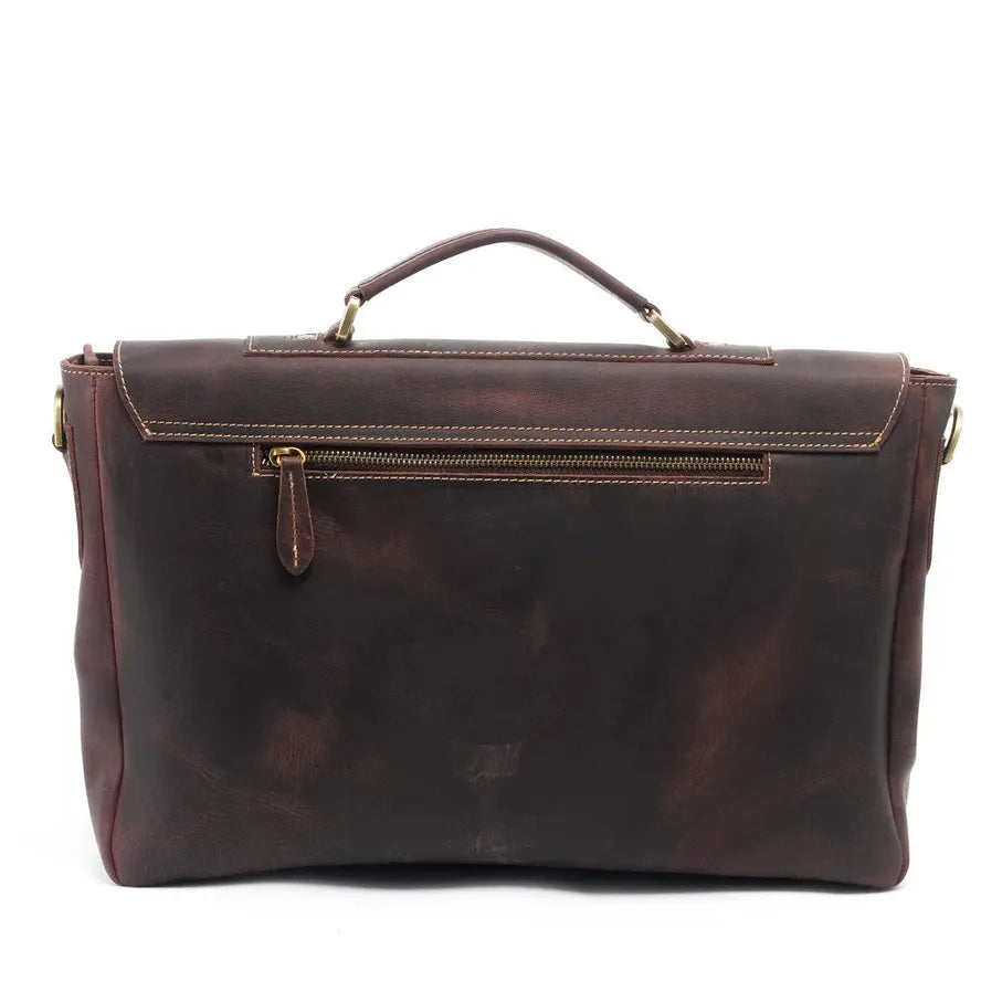 JMT-304458 Genuine Leather Business Shoulder Briefcase for Men - Retro Design, Canvas and Cowhide Construction, 40cm x 9cm x 25cm