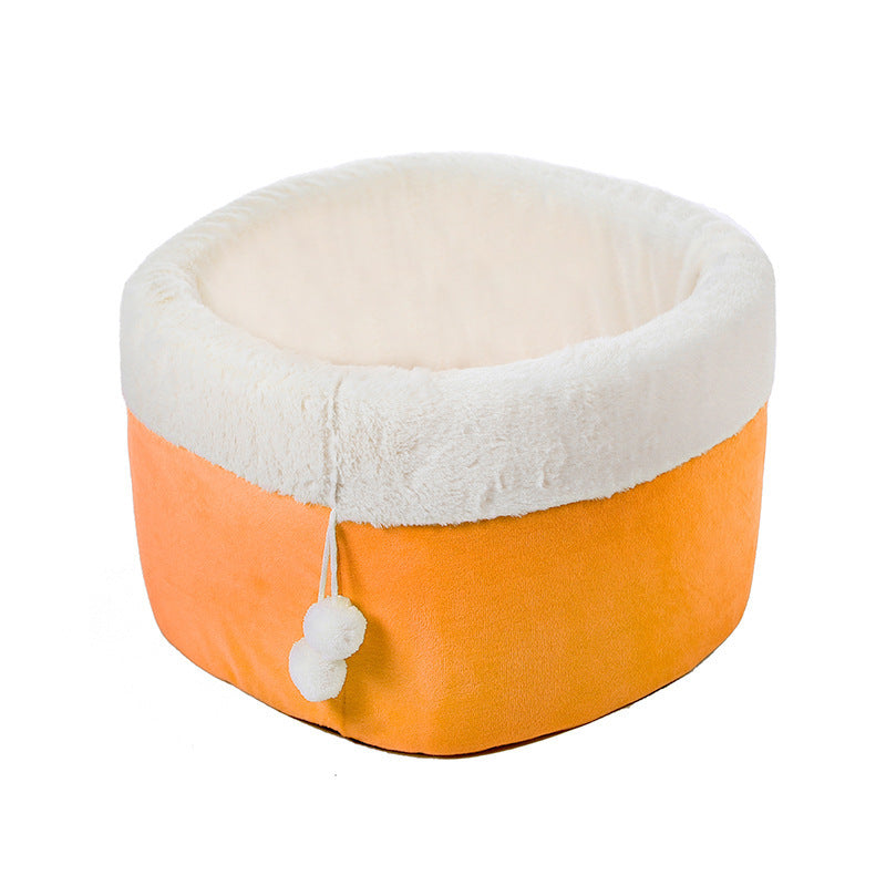 JMT-304522 Winter Warm Plush Cat Bed with Non-Slip Base and Removable Inner Pad - Available in Three Sizes