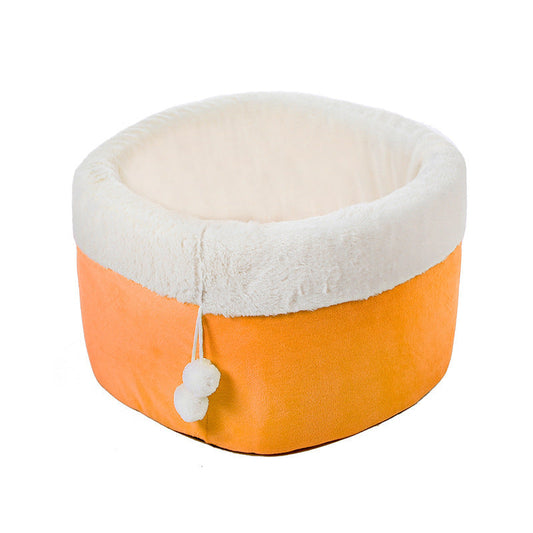 JMT-304522 Winter Warm Plush Cat Bed with Non-Slip Base and Removable Inner Pad - Available in Three Sizes