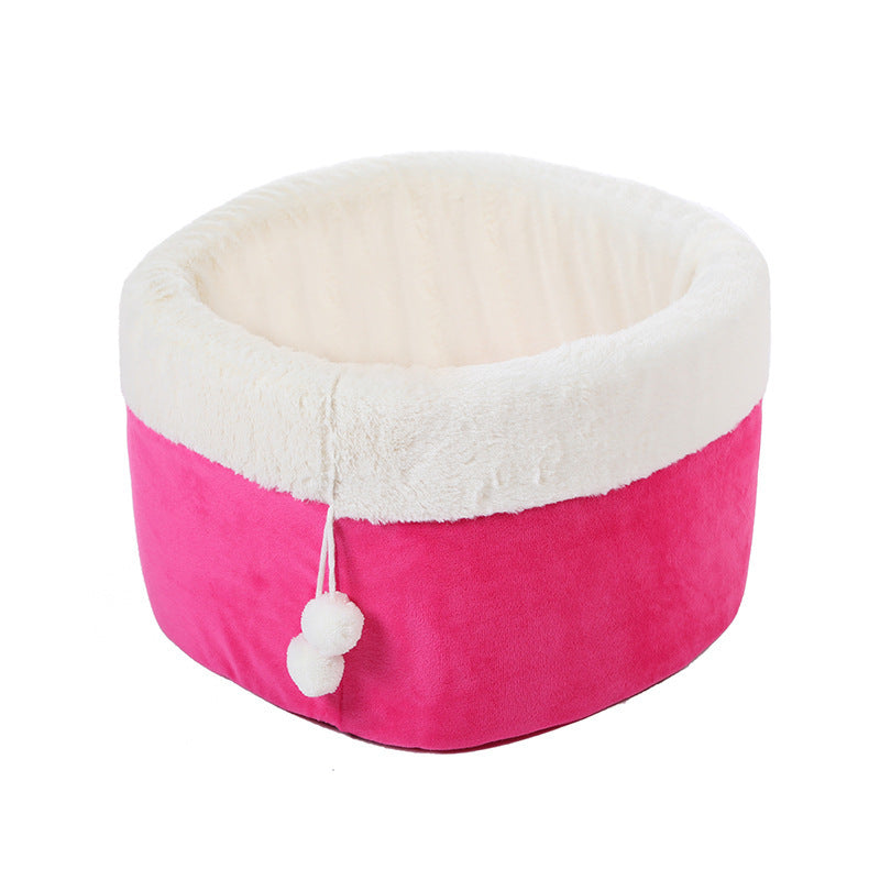 JMT-304522 Winter Warm Plush Cat Bed with Non-Slip Base and Removable Inner Pad - Available in Three Sizes