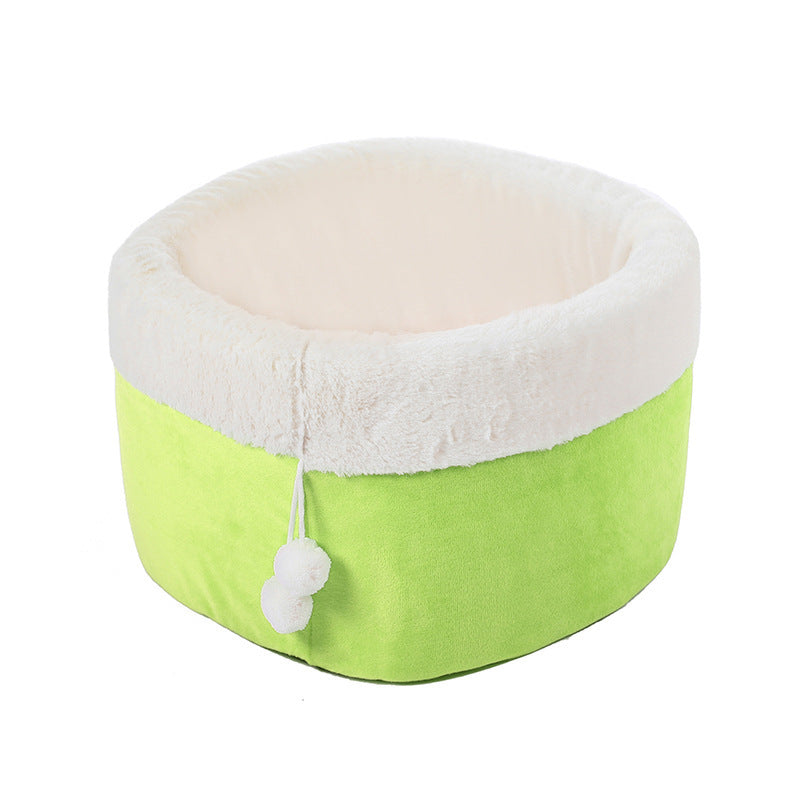 JMT-304522 Winter Warm Plush Cat Bed with Non-Slip Base and Removable Inner Pad - Available in Three Sizes