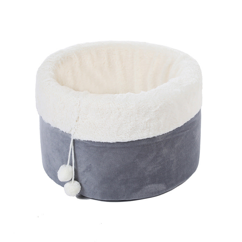 JMT-304522 Winter Warm Plush Cat Bed with Non-Slip Base and Removable Inner Pad - Available in Three Sizes