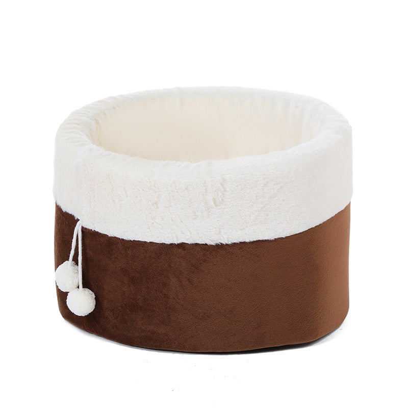 JMT-304522 Winter Warm Plush Cat Bed with Non-Slip Base and Removable Inner Pad - Available in Three Sizes