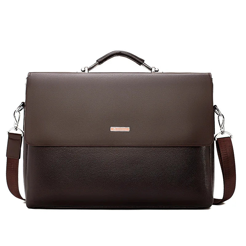 JMT-305034 Classic Black Leather Laptop Briefcase for Men - Executive Style Attache Bag
