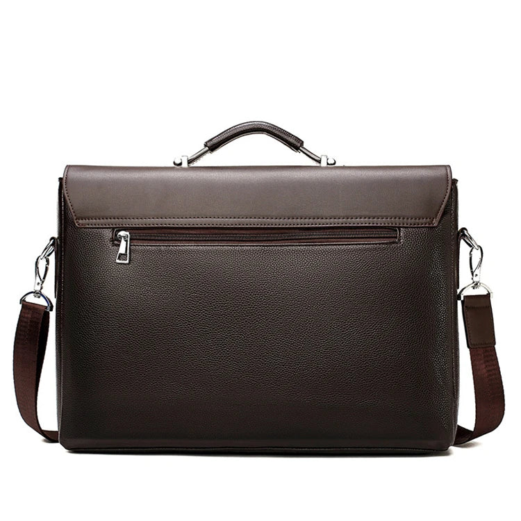 JMT-305034 Classic Black Leather Laptop Briefcase for Men - Executive Style Attache Bag