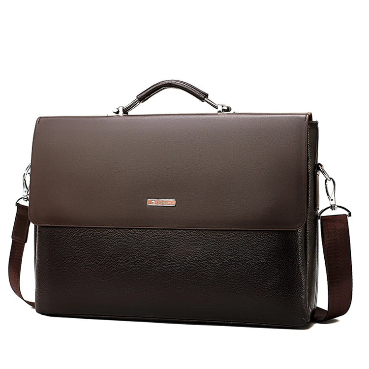 JMT-305034 Classic Black Leather Laptop Briefcase for Men - Executive Style Attache Bag