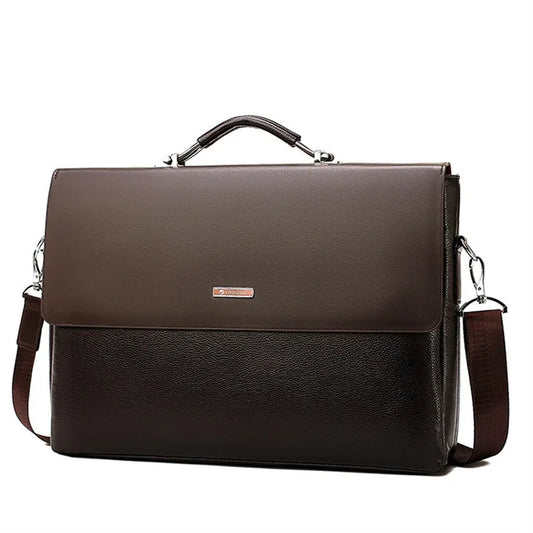 JMT-305034 Classic Black Leather Laptop Briefcase for Men - Executive Style Attache Bag