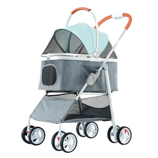 JMT-305162 Folding Pet Stroller with Four Wheels for Easy Travel and One-Hand Operation