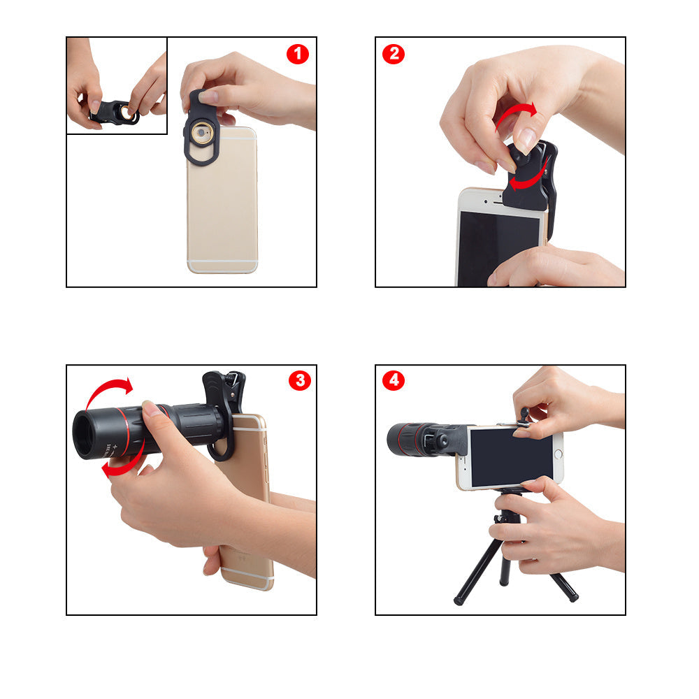 JMT-305226 18X Zoom Telescope Lens with Universal Clip and Flexible Tripod for Samsung Smartphones