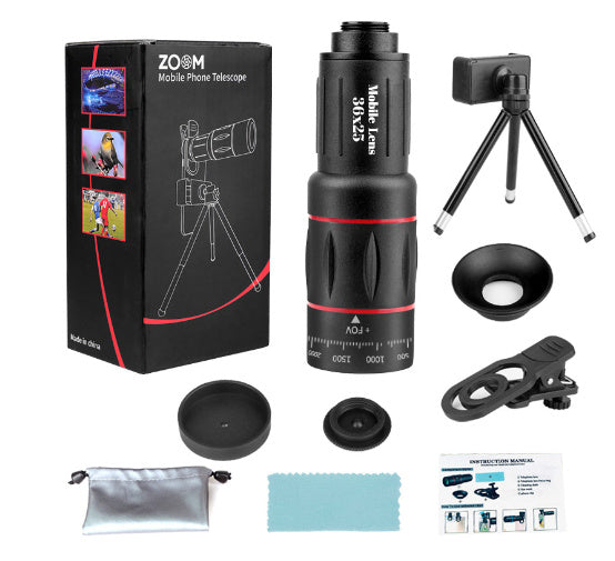 JMT-305226 18X Zoom Telescope Lens with Universal Clip and Flexible Tripod for Samsung Smartphones