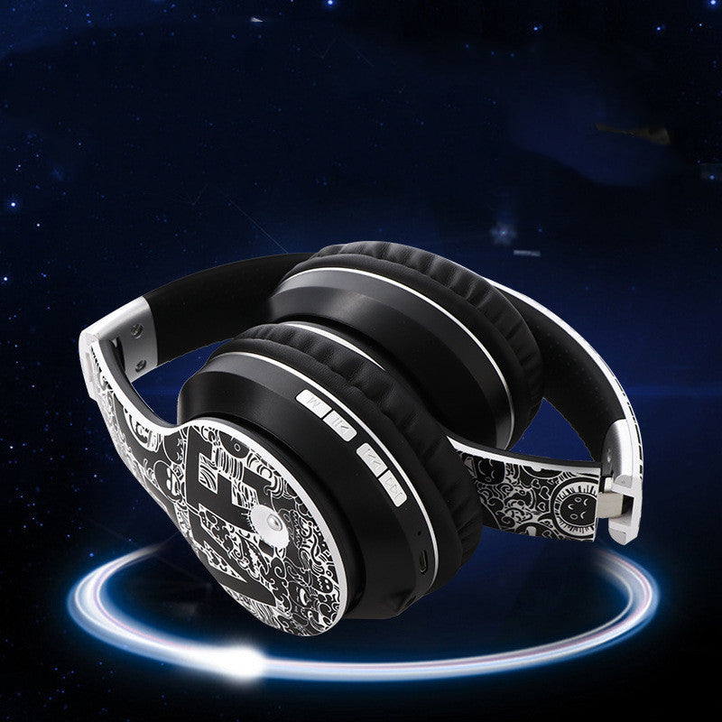 JMT-305354 Foldable and Retractable Bluetooth Headset with Stereo Sound and Graffiti Design