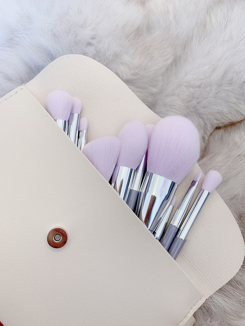 JMT-305482 Fragrant Taro Color 12-Piece Makeup Brush Set with Portable Plastic Handles