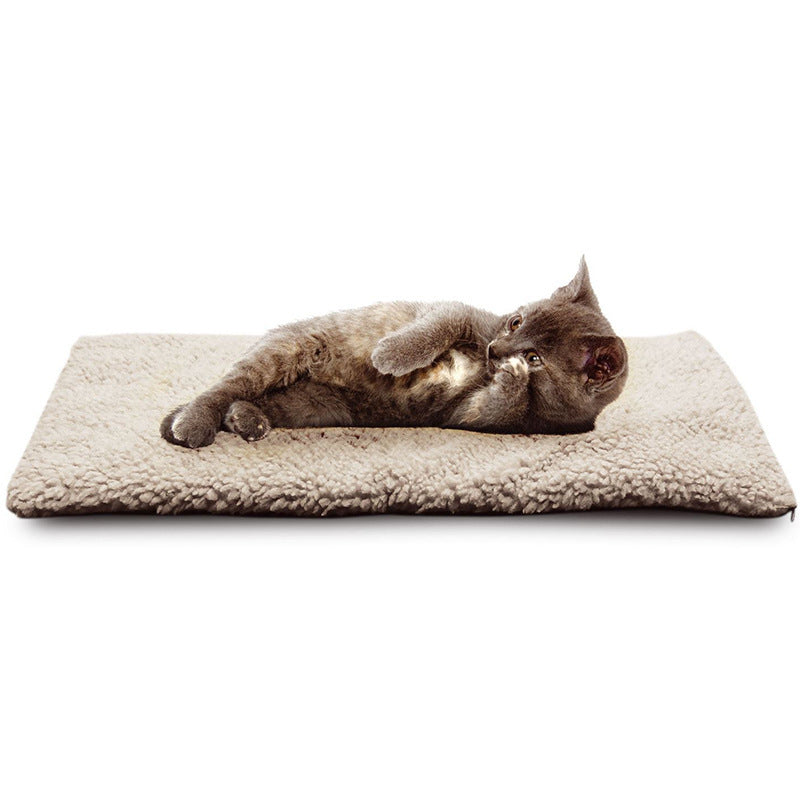 JMT-305674 Self-Heating Pet Mat for Cats and Dogs - Hand Sewn with Lamb Hair and Tin Foil, Available in Small and Large Sizes