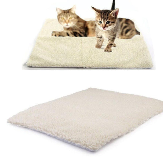 JMT-305674 Self-Heating Pet Mat for Cats and Dogs - Hand Sewn with Lamb Hair and Tin Foil, Available in Small and Large Sizes