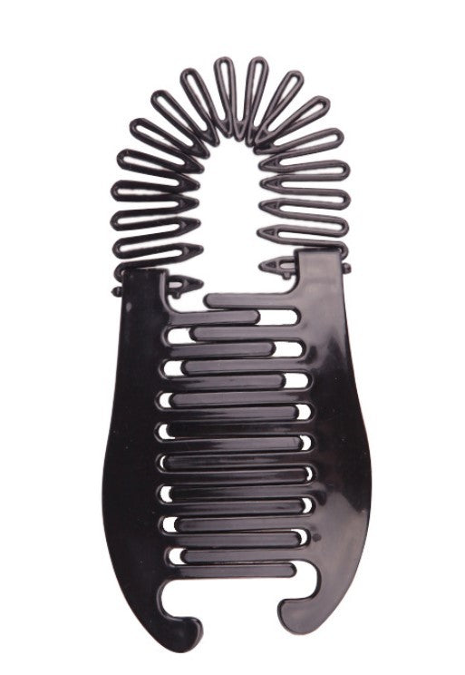 JMT-305738 Large Retro Flower Hair Claws - Adjustable Fish Shape Banana Clip Hairpin in Black and Brown