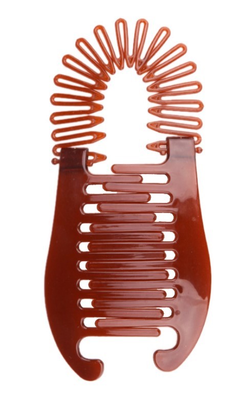 JMT-305738 Large Retro Flower Hair Claws - Adjustable Fish Shape Banana Clip Hairpin in Black and Brown