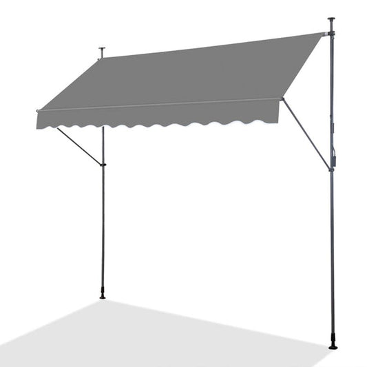 JMT-306250 Retractable Grey Support Canopy with Aluminum-Iron Frame and Polyester Fabric, 300x120x200-300cm