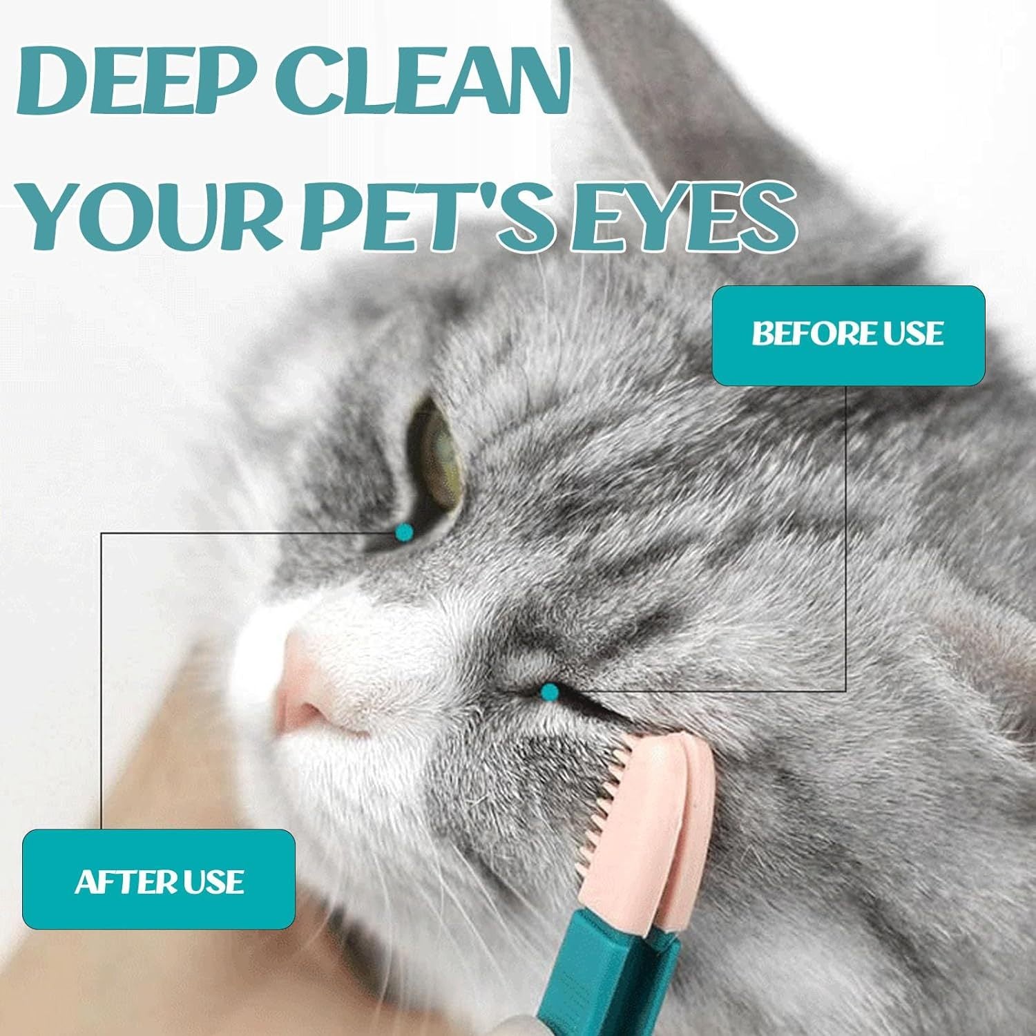 JMT-306442 Gentle Tear Stain Remover with Soft Rubber Eye Comb for Cats and Dogs