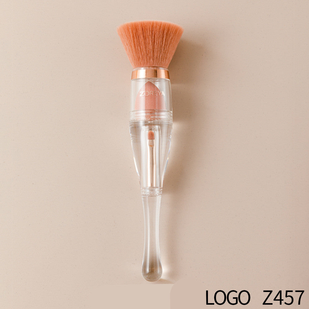 JMT-306634 3-in-1 Makeup Brush with Acrylic Handle and Soft Artificial Fiber Bristles, 16cm Overall Length