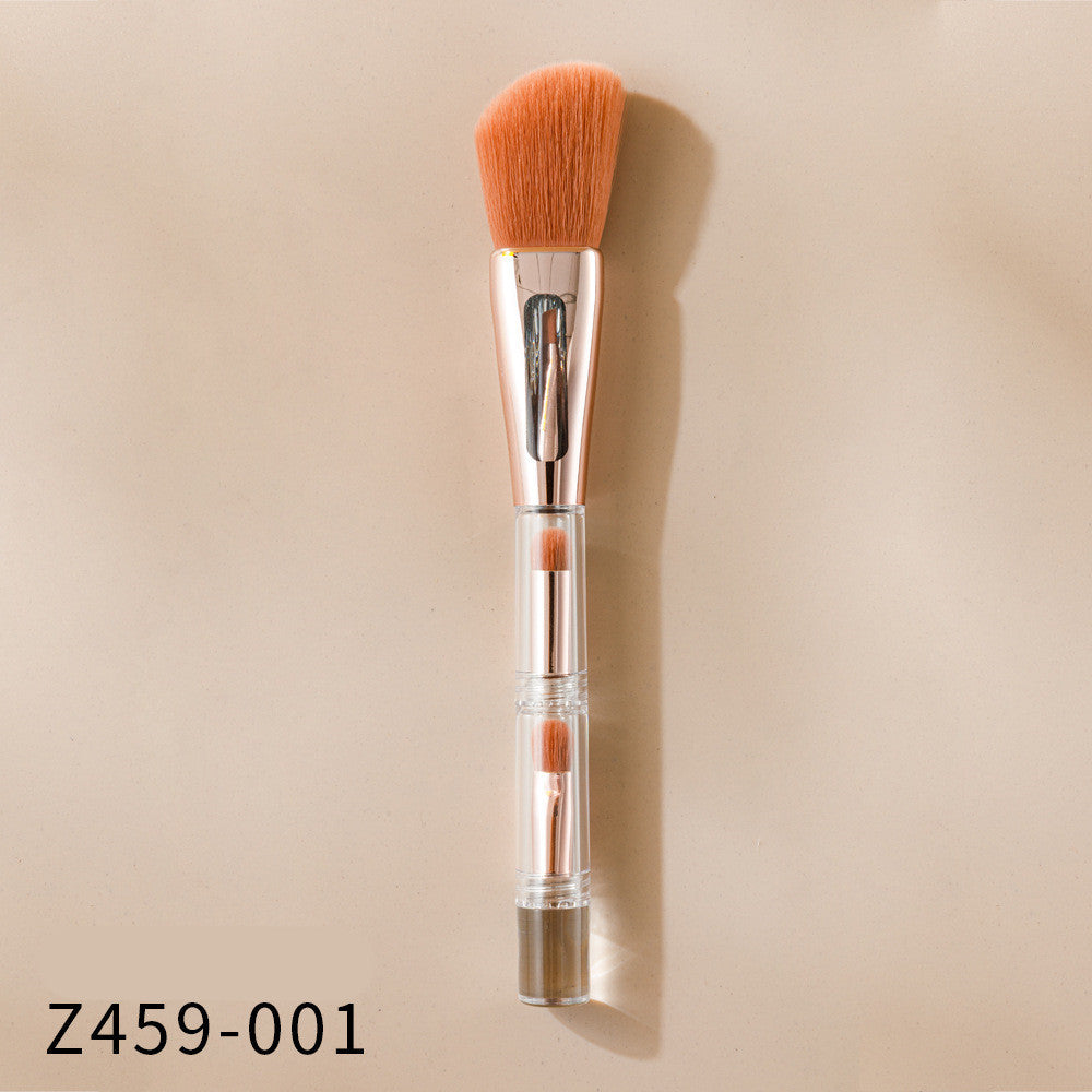 JMT-306634 3-in-1 Makeup Brush with Acrylic Handle and Soft Artificial Fiber Bristles, 16cm Overall Length