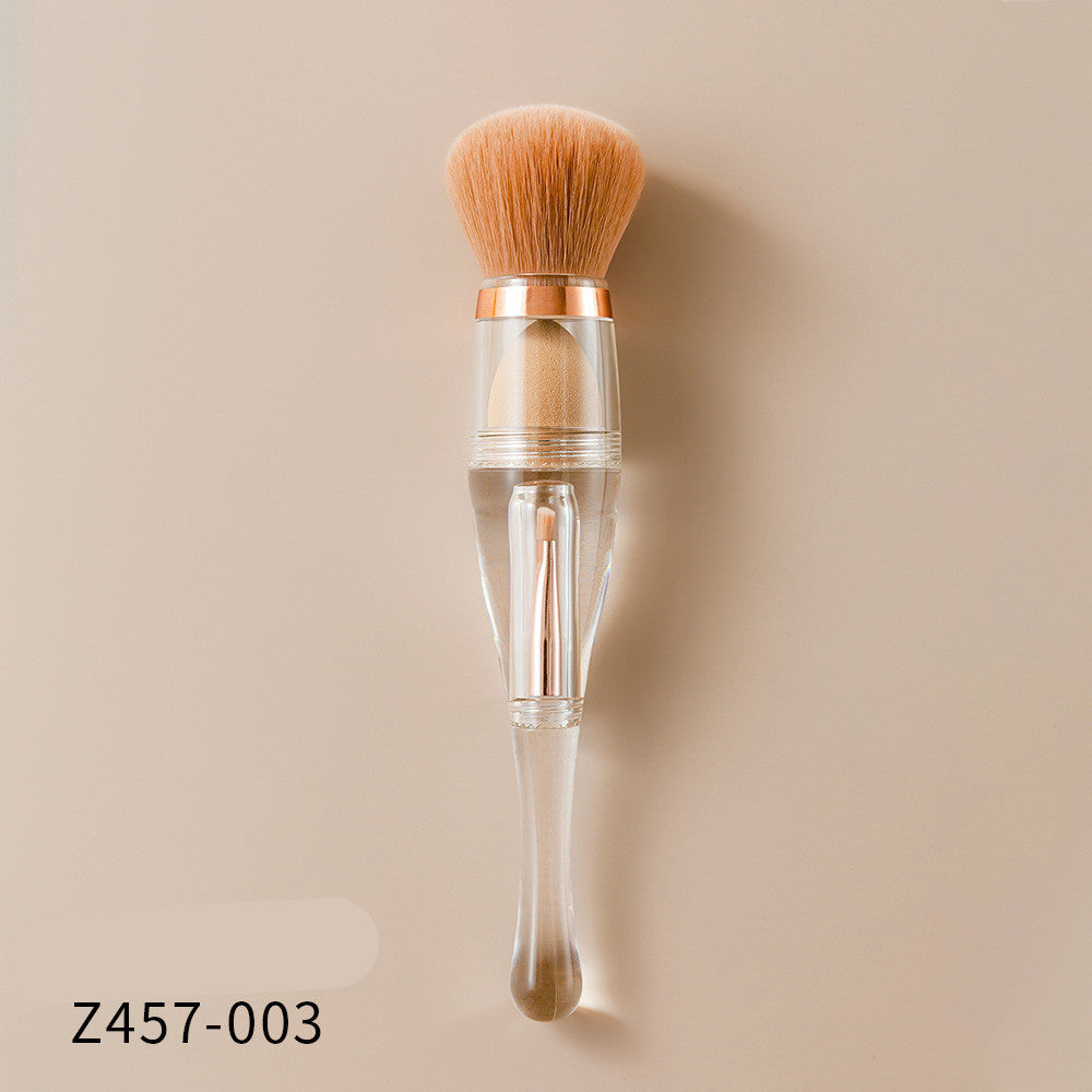 JMT-306634 3-in-1 Makeup Brush with Acrylic Handle and Soft Artificial Fiber Bristles, 16cm Overall Length