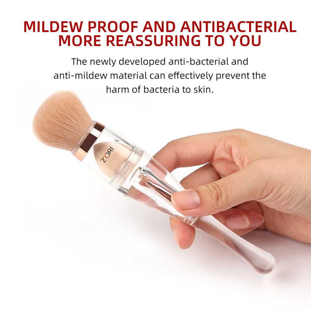 JMT-306634 3-in-1 Makeup Brush with Acrylic Handle and Soft Artificial Fiber Bristles, 16cm Overall Length