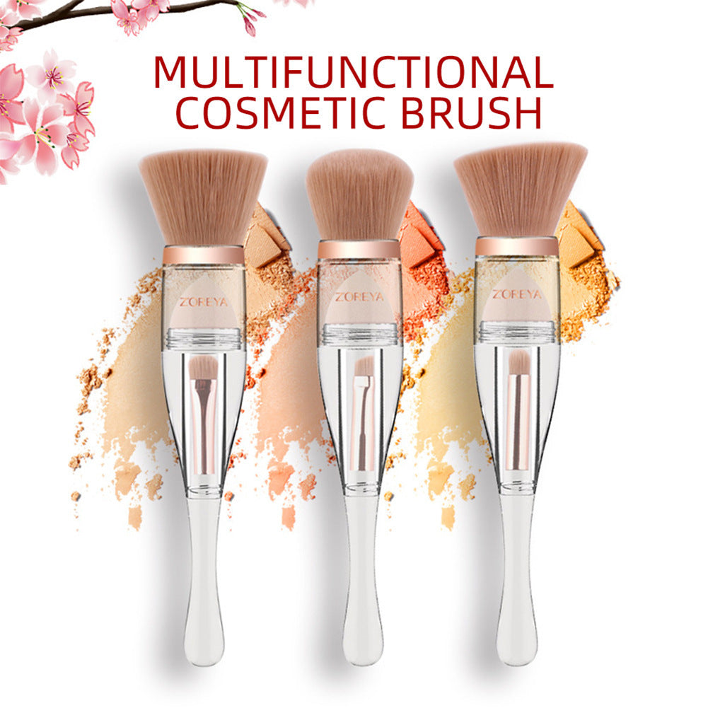 JMT-306634 3-in-1 Makeup Brush with Acrylic Handle and Soft Artificial Fiber Bristles, 16cm Overall Length