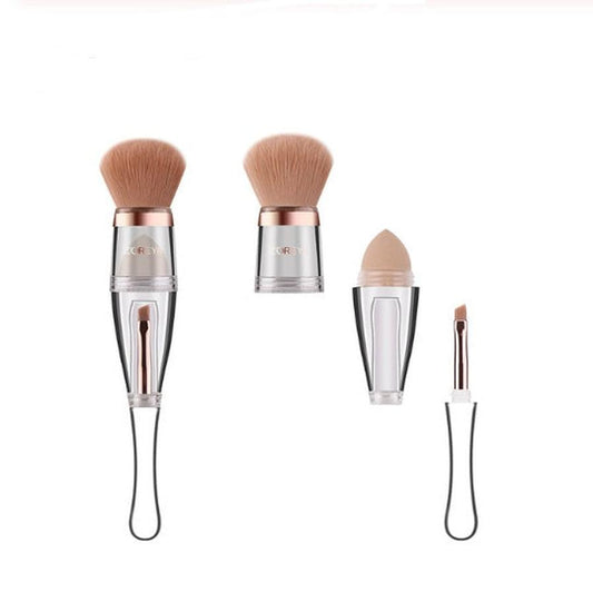 JMT-306634 3-in-1 Makeup Brush with Acrylic Handle and Soft Artificial Fiber Bristles, 16cm Overall Length