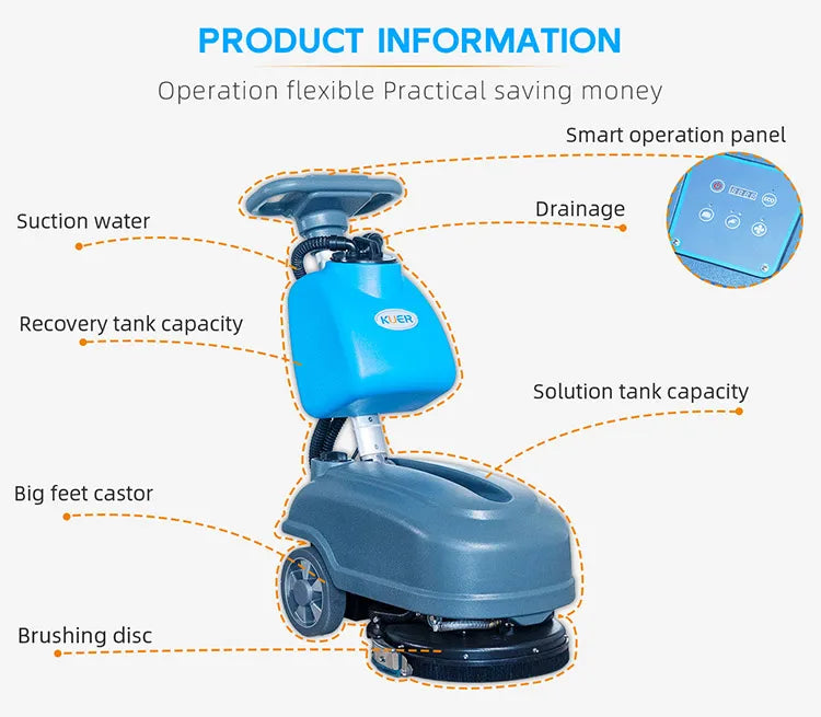 JMT-306826 Hand Held Small Floor Scrubber KUER KR-XS15D Industrial Cleaning Equipment