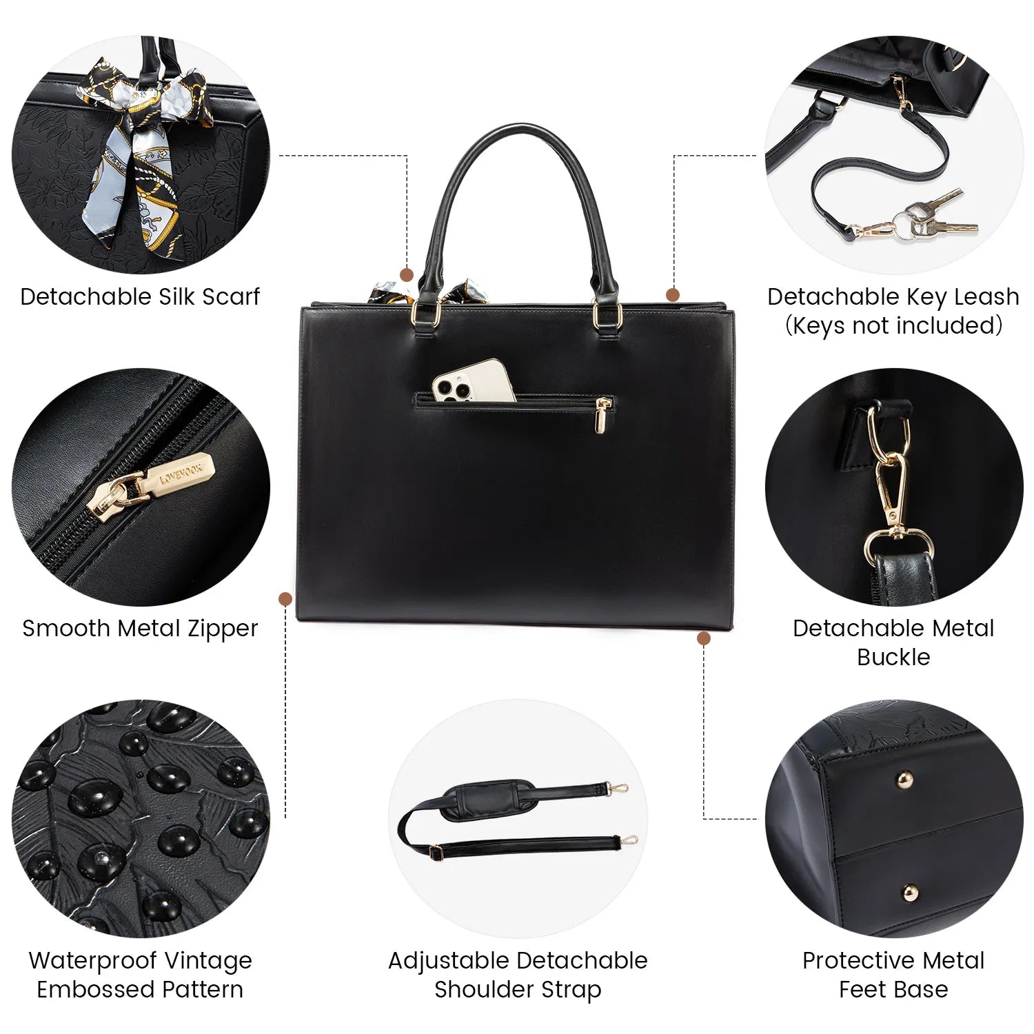 JMT-307338 Large Travel Laptop Tote Bag for Women - Multi-Functional Shoulder Handbag and Briefcase