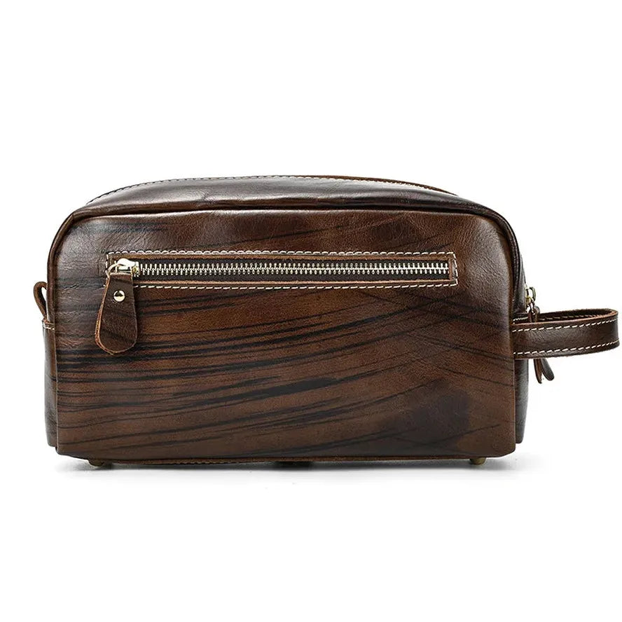 JMT-307402 Vintage Leather Cosmetic Bag for Men - Large Capacity Wash Bag in Genuine Cowhide