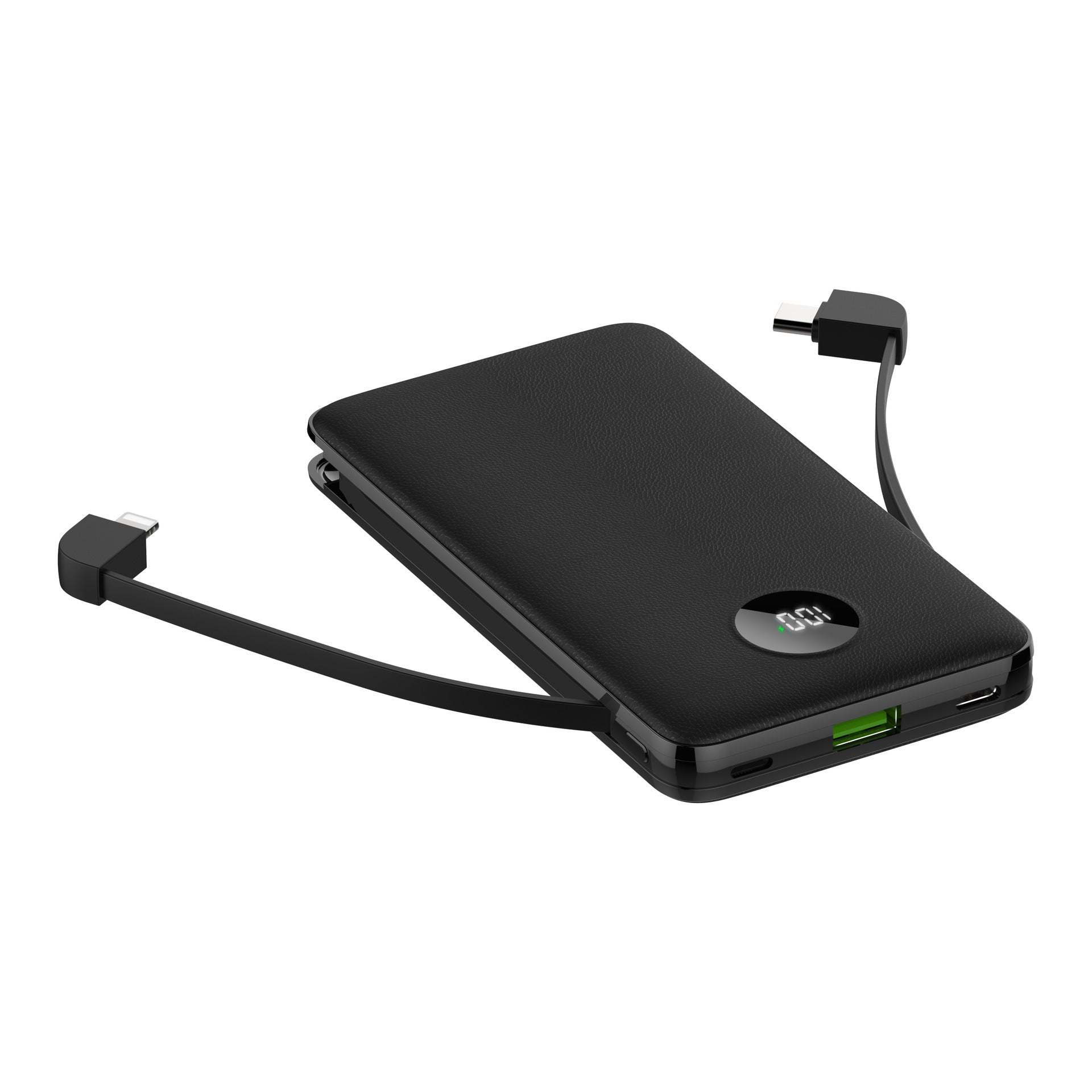 JMT-307530 Fast Charging Two-Wire Power Bank with Digital Display - Available in White, Black, Orange