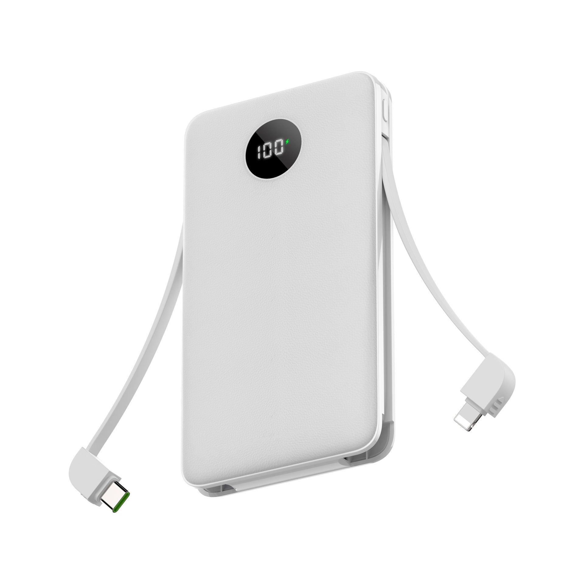 JMT-307530 Fast Charging Two-Wire Power Bank with Digital Display - Available in White, Black, Orange