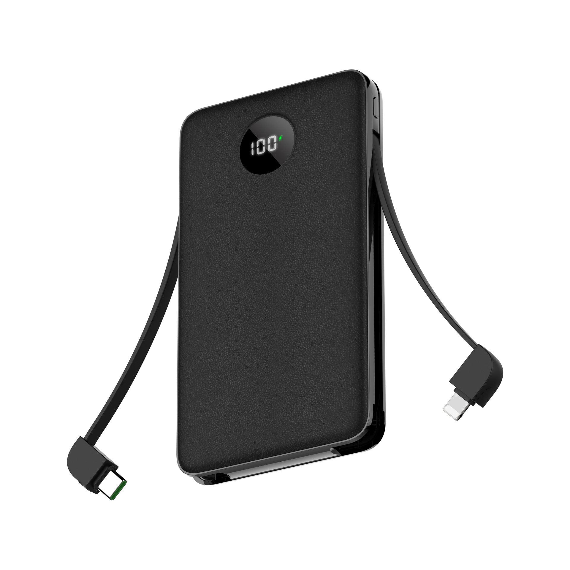 JMT-307530 Fast Charging Two-Wire Power Bank with Digital Display - Available in White, Black, Orange