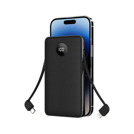 JMT-307530 Fast Charging Two-Wire Power Bank with Digital Display - Available in White, Black, Orange