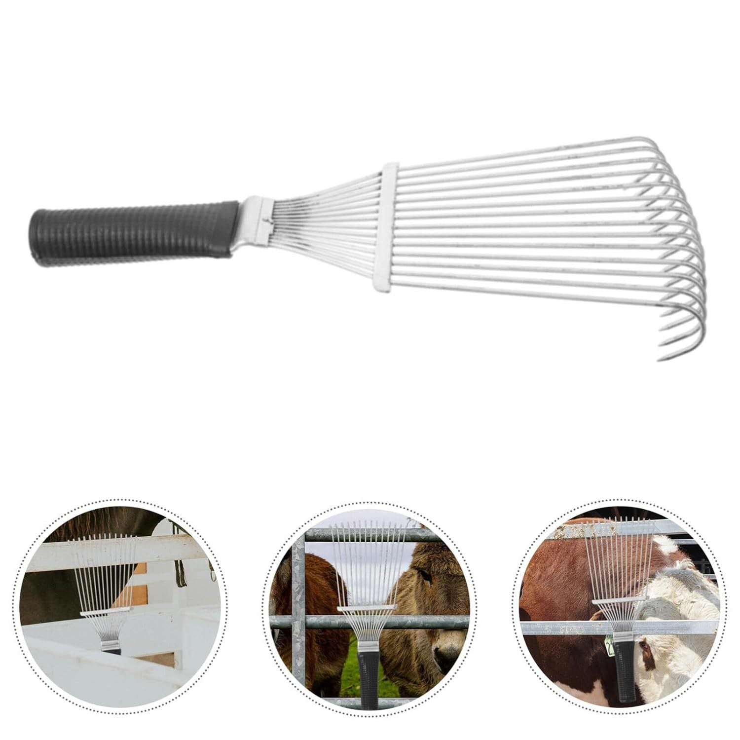 JMT-307594 Pet Grooming Dematting Rake and Undercoat Brush for Dogs and Horses, Stainless Steel Hair Removal Tool