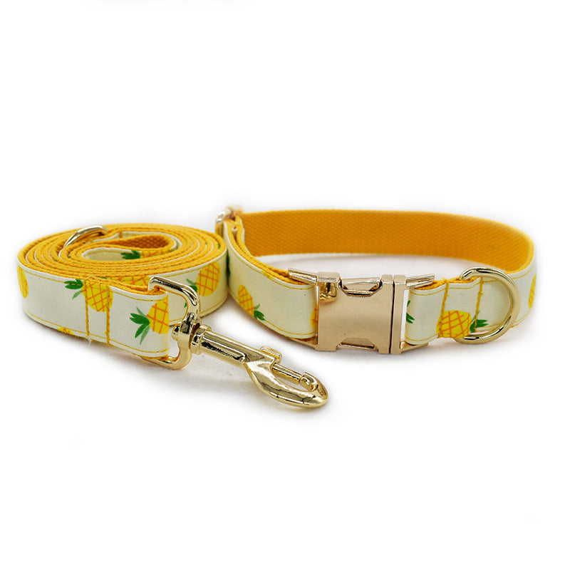 JMT-308170 Yellow Pineapple Dog Collar - Durable Nylon Material, Available in Multiple Sizes (S, M, L, XL)