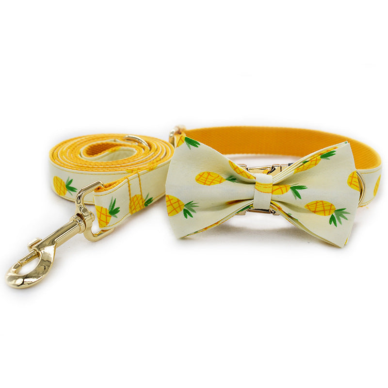 JMT-308170 Yellow Pineapple Dog Collar - Durable Nylon Material, Available in Multiple Sizes (S, M, L, XL)