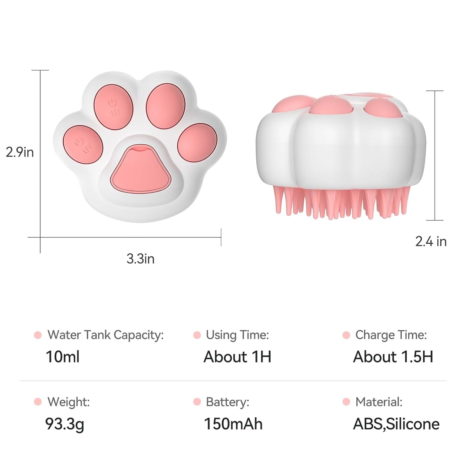 JMT-308746 4-in-1 Steam Cat Brush for Effective Fur Removal, Gentle Massage & Easy Cleaning